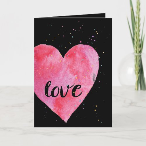 Heart With Sprinkles Watercolor Valentines Day Holiday Card