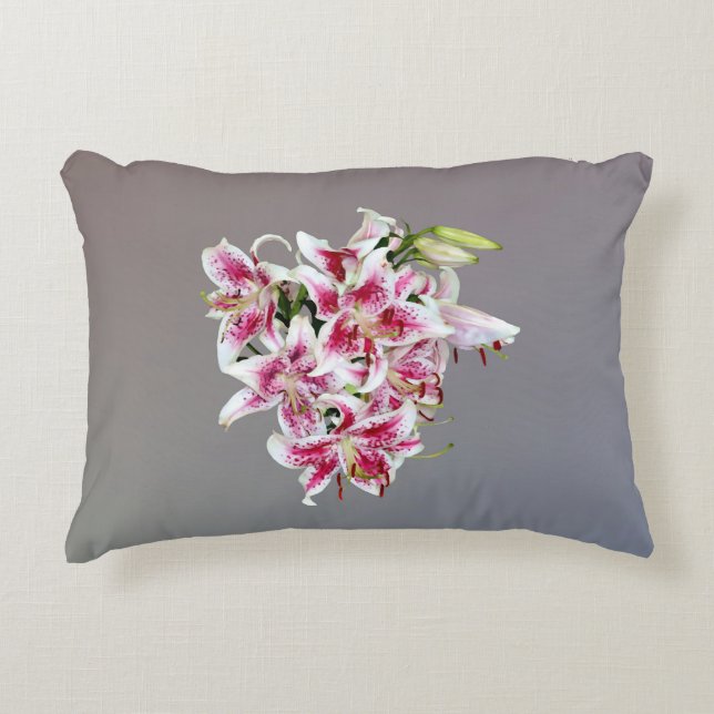 Heart With Stargazer Lilies Accent Pillow (Front)