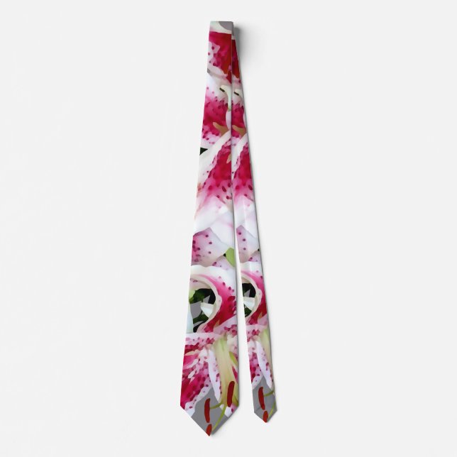 Heart With Stargazer Lilies Neck Tie (Front)