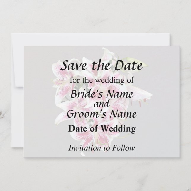 Heart With Stargazer Lilies Save The Date (Front)