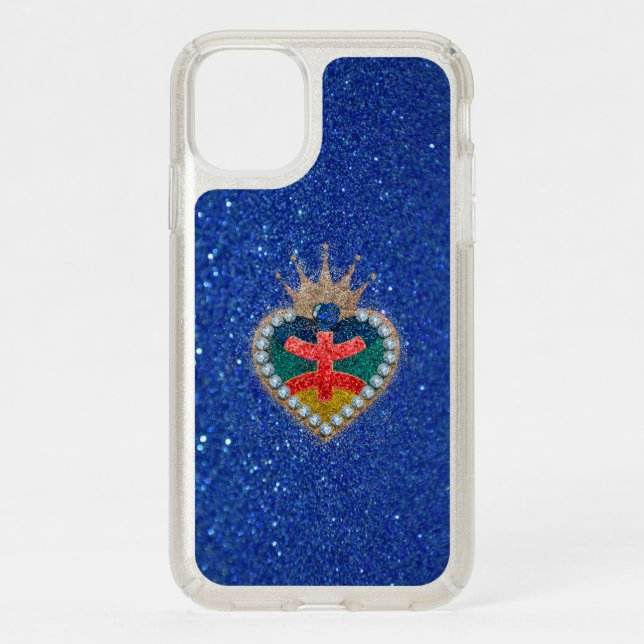 heart with the Amazigh flag in a bright glitter Speck iPhone 11 Case (Front)