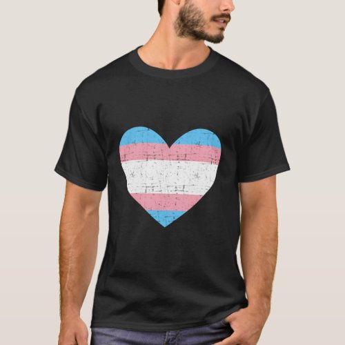 Heart With Transgender Flag For Trans Pride Month T_Shirt