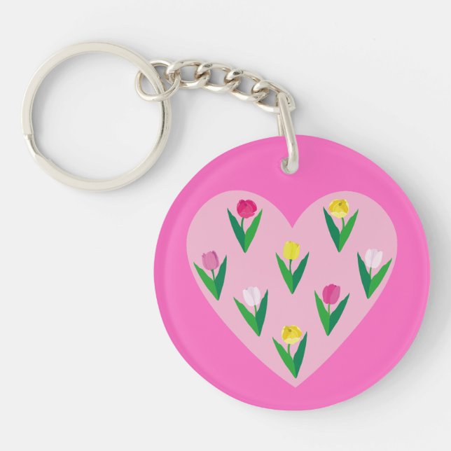 Heart with tulips. keychain (Front)