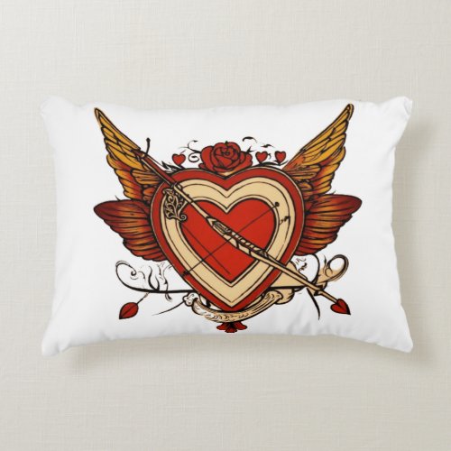 heart with wing art  accent pillow