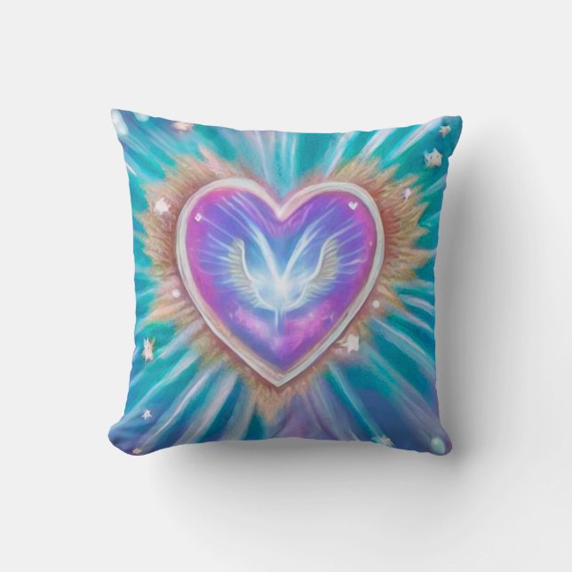 Heart with Wings Inside Throw Pillow (Front)