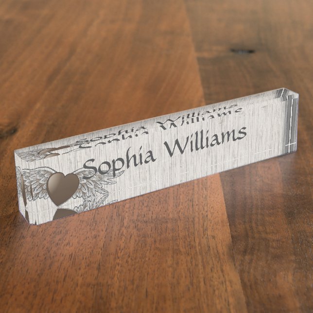 Heart with Wings Name Plate (Side)