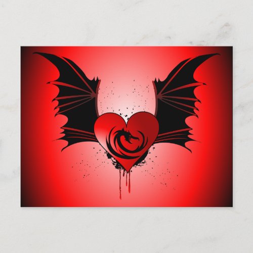 Heart with wings postcard