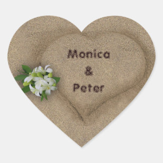 Heart with your Names in the Sand Sticker