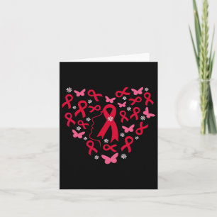 Heart Woman Support Blood Cancer Warrior Red Ribbo Card