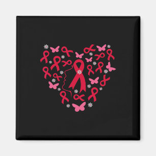 Heart Woman Support Blood Cancer Warrior Red Ribbo Magnet