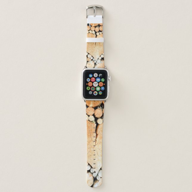 Heart wood logs bole firewood apple watch band (Front)