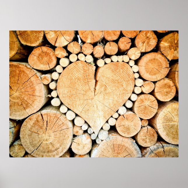 Heart wood logs bole firewood poster (Front)