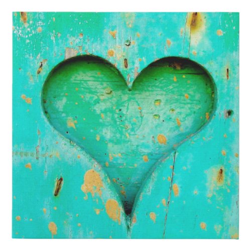 Heart wood love wooden old faux canvas print
