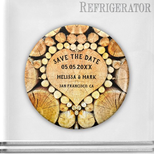 Heart Wood Rings Timber Save the Date Magnet