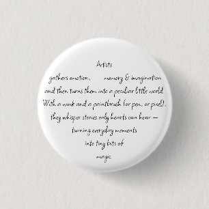Heart Words Explaining and Artist Whimsical Art Button