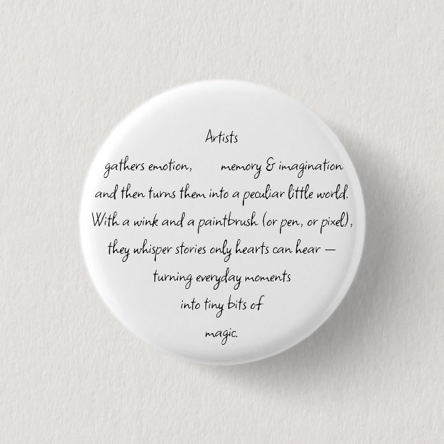 Heart Words Explaining and Artist Whimsical Art Button (Front)