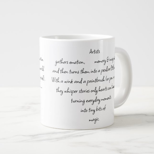 Heart Words Explaining and Artist Whimsical Art Giant Coffee Mug (Front Right)