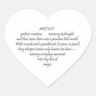 Heart Words Explaining and Artist Whimsical Art Heart Sticker