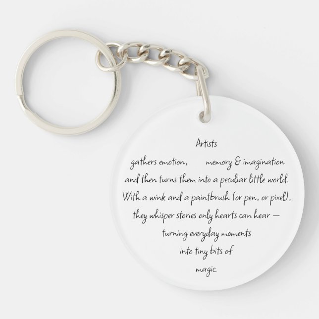 Heart Words Explaining and Artist Whimsical Art Keychain (Front)