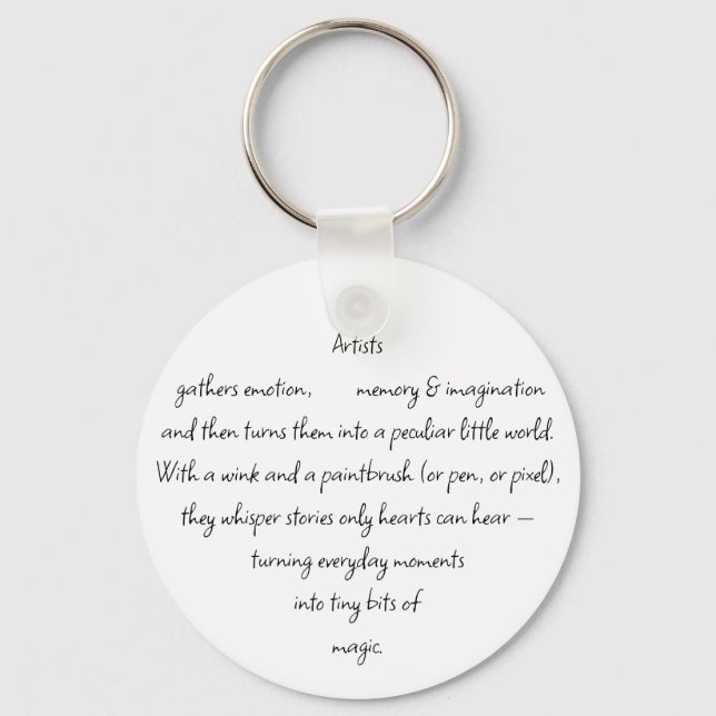 Heart Words Explaining and Artist Whimsical Art Keychain (Front)
