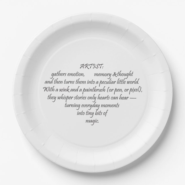 Heart Words Explaining and Artist Whimsical Art  Paper Plates (Front)