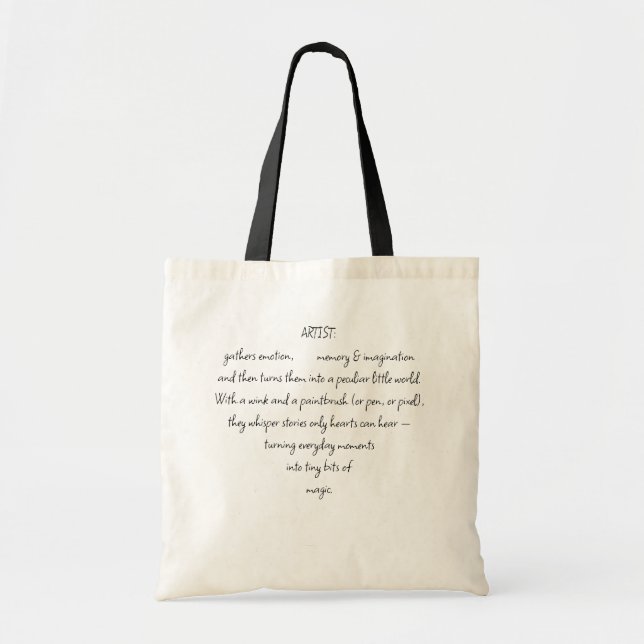 Heart Words Explaining and Artist Whimsical Art Tote Bag (Front)