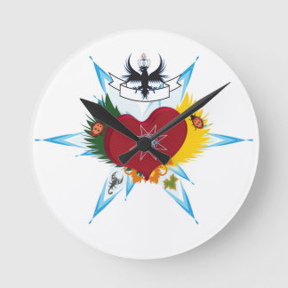 Heart wounded by a love arrow round clock