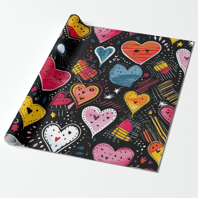Heart  wrapping paper (Unrolled)
