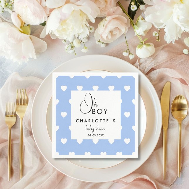 Heart wreath Baby Shower Napkins (Heart Pattern Baby Shower Napkins with your name and date.)