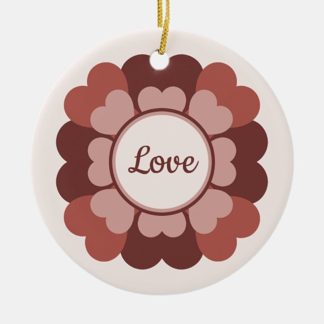 Heart Wreath  Ceramic Ornament (Front)