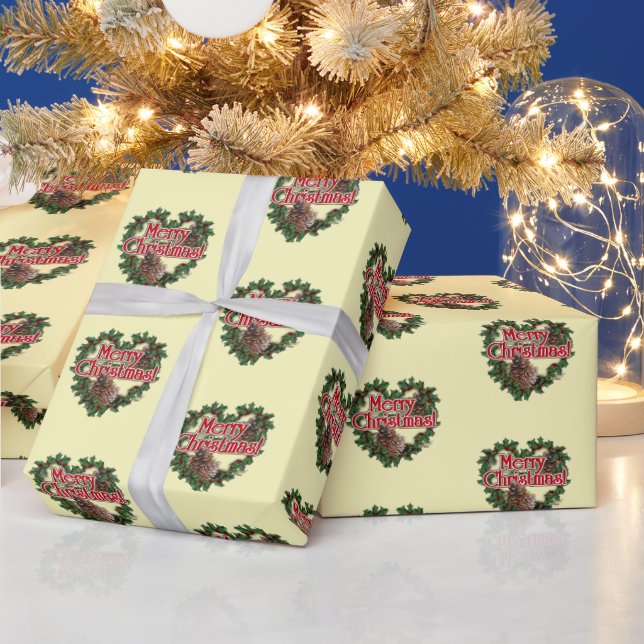 Heart Wreath Christmas Wrapping Paper (Holidays)