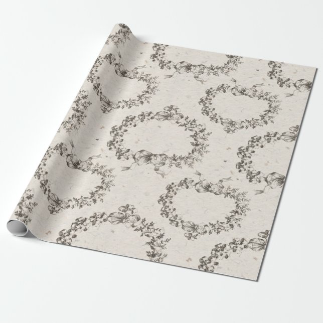 Heart Wreath Decoupage/Wrap Paper (Unrolled)