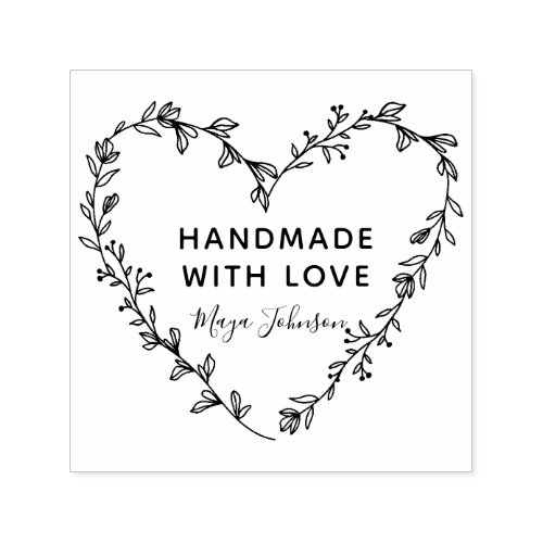 Heart Wreath Handmade With Love Self_inking Stamp