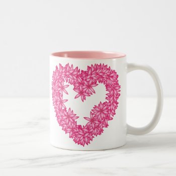 Heart Wreath Of Flowers - Petal Pink Two-tone Coffee Mug by Floridity at Zazzle