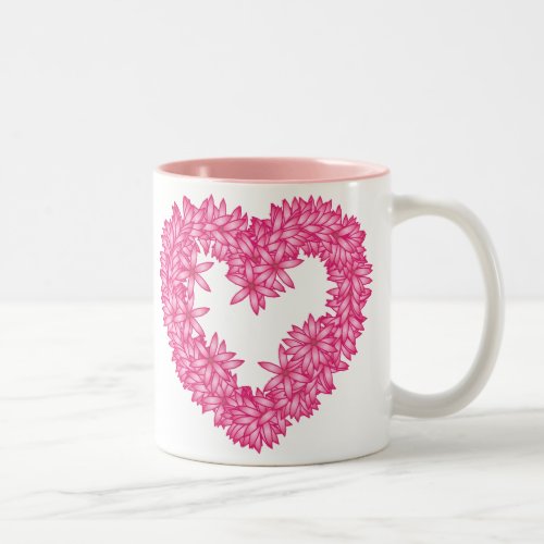 Heart wreath of flowers _ petal pink Two_Tone coffee mug