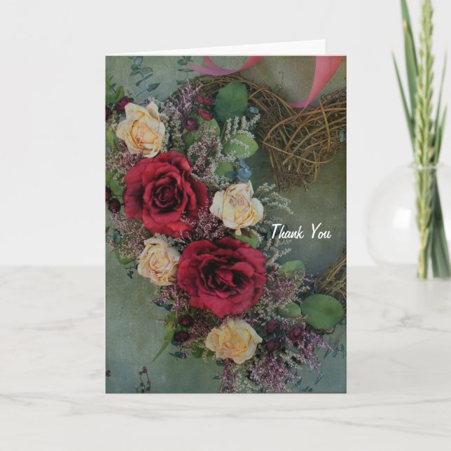 Heart Wreath Thank You Card (Front)