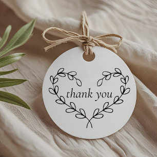 Heart Wreath Wedding Thank You Heart Shaped Favor Tags