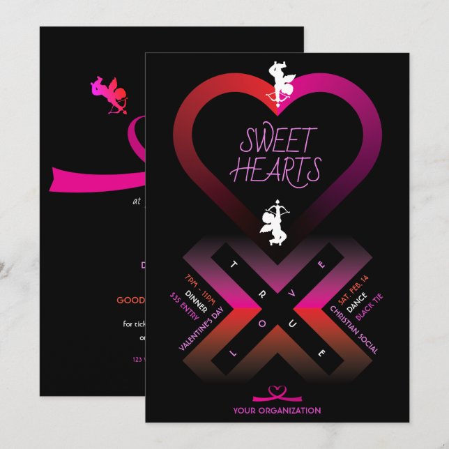 Heart X Sweet Hearts Invitation (Front/Back)