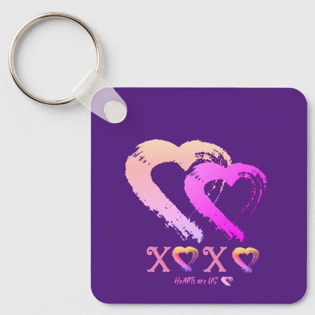 Heart XOXO Metal Key Chain (Front)