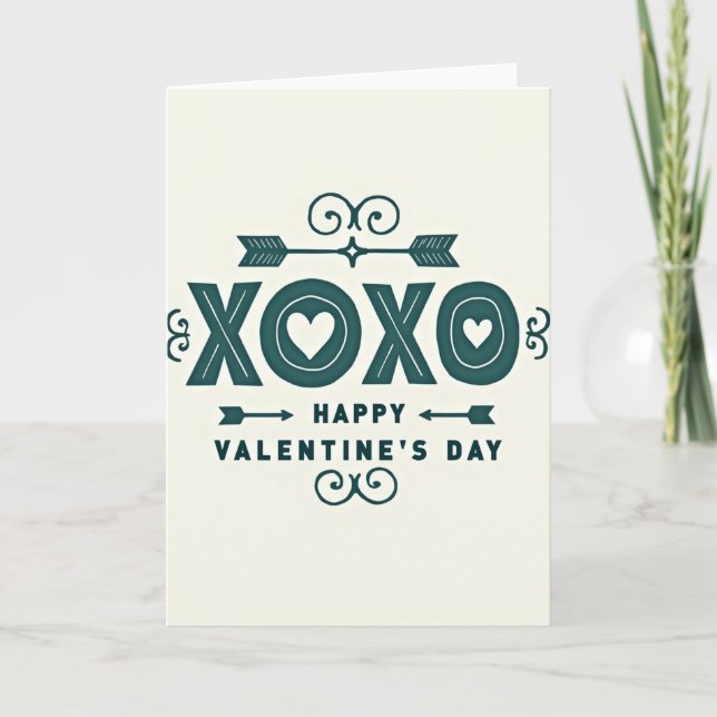Heart Xoxo Valentines Day Card (Front)