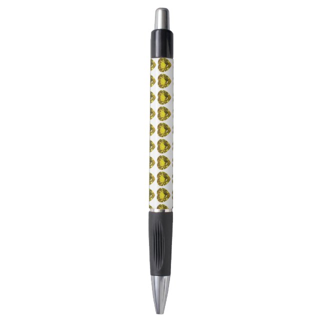 Heart Yellow Gemstone Pen (Front Vertical)