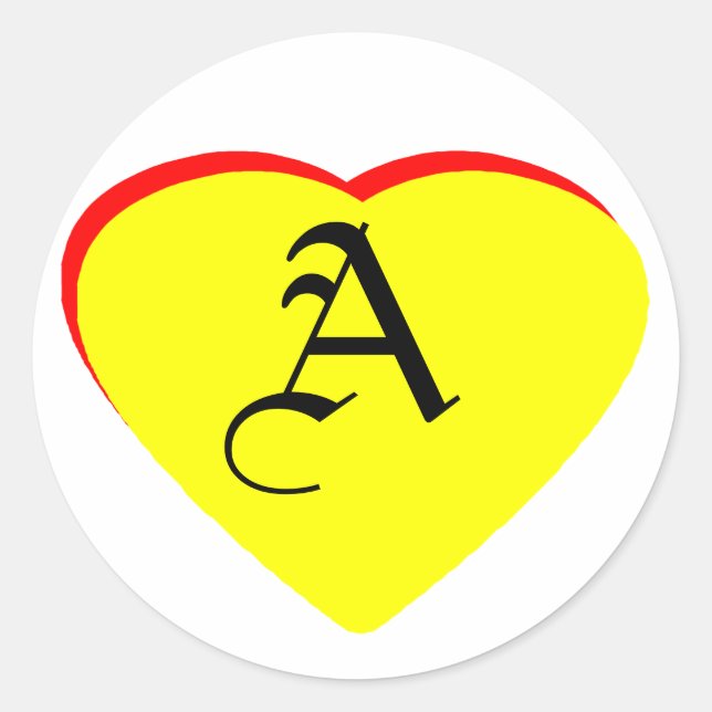 Heart Yellow Red A Wedding Invitation The MUSEUM Z Classic Round Sticker (Front)