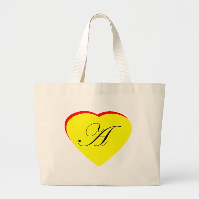 Heart Yellow Red A Wedding Invitation The MUSEUM Z Large Tote Bag (Front)