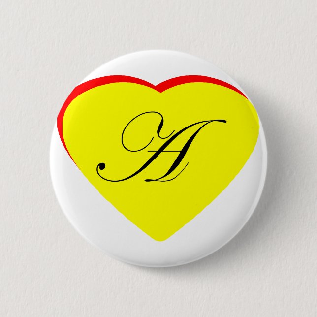 Heart Yellow Red A Wedding Invitation The MUSEUM Z Pinback Button (Front)