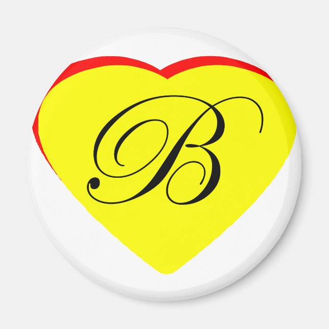 Heart Yellow Red B Wedding Invitation The MUSEUM Z Magnet (Front)