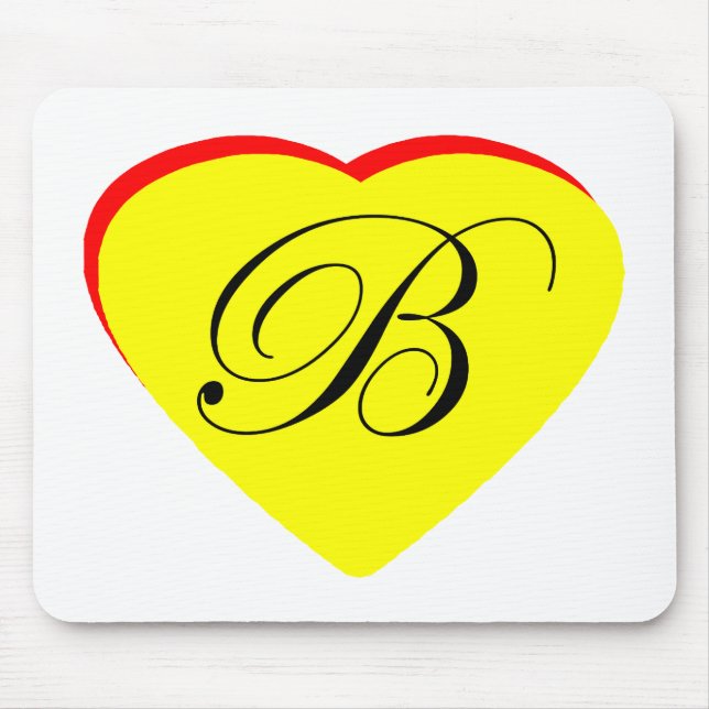 Heart Yellow Red B Wedding Invitation The MUSEUM Z Mouse Pad (Front)