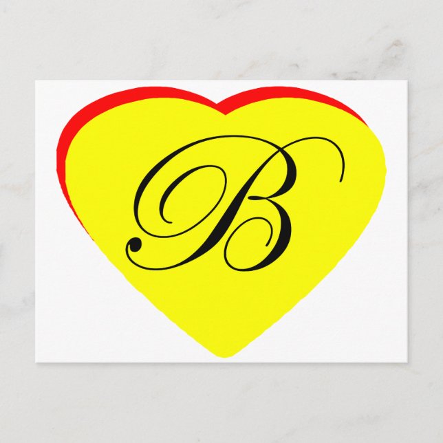 Heart Yellow Red B Wedding Invitation The MUSEUM Z Postcard (Front)
