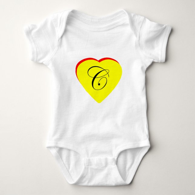 Heart Yellow Red C Wedding Invitation The MUSEUM Z Baby Bodysuit (Front)