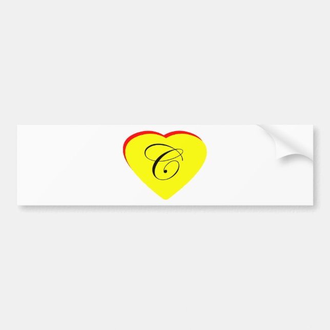 Heart Yellow Red C Wedding Invitation The MUSEUM Z Bumper Sticker (Front)