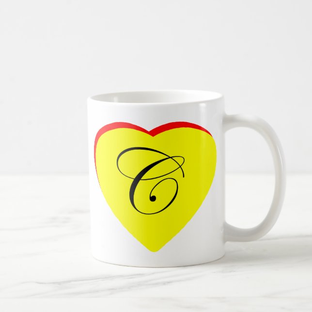 Heart Yellow Red C Wedding Invitation The MUSEUM Z Coffee Mug (Right)